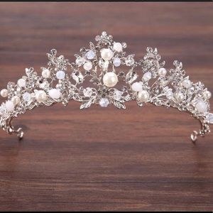 Silver Crystal Pearl Tiara